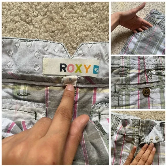 SOLD!! Roxy y2k green plaid mini skirt - Picture 4 of 4